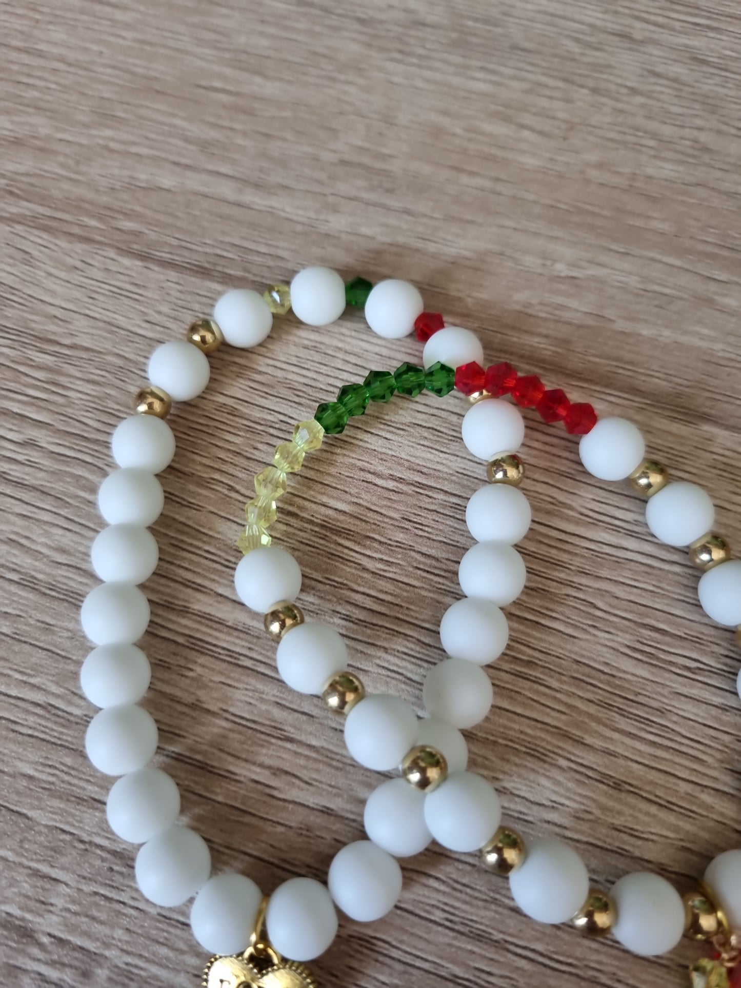 Handmade pair bracelet natural agate stone snd glass multicolor beads