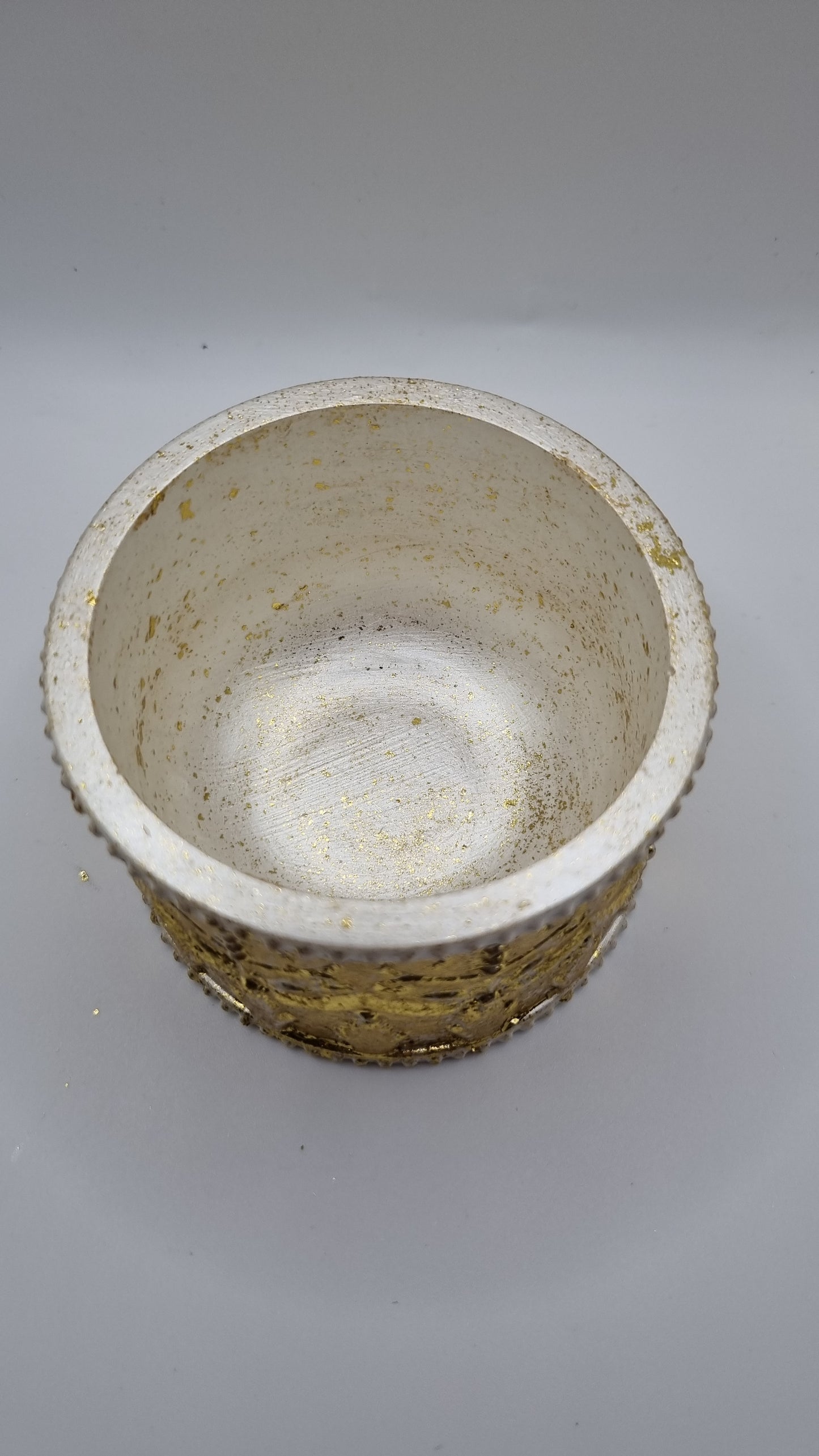 Beautiful jesmonite jars jewellery, candy handmade  white pearl metallics color and gold color