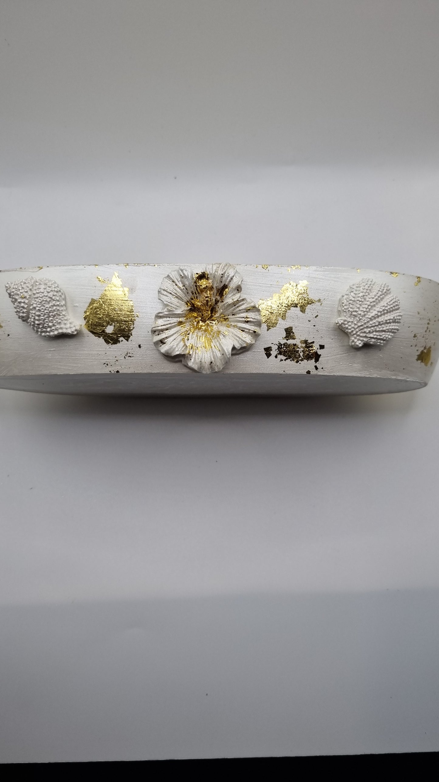 Handmade jesmonite addiction  jar candy jewellery, pencil,pen, makeup brush beautiful pearl white color gold plated colour