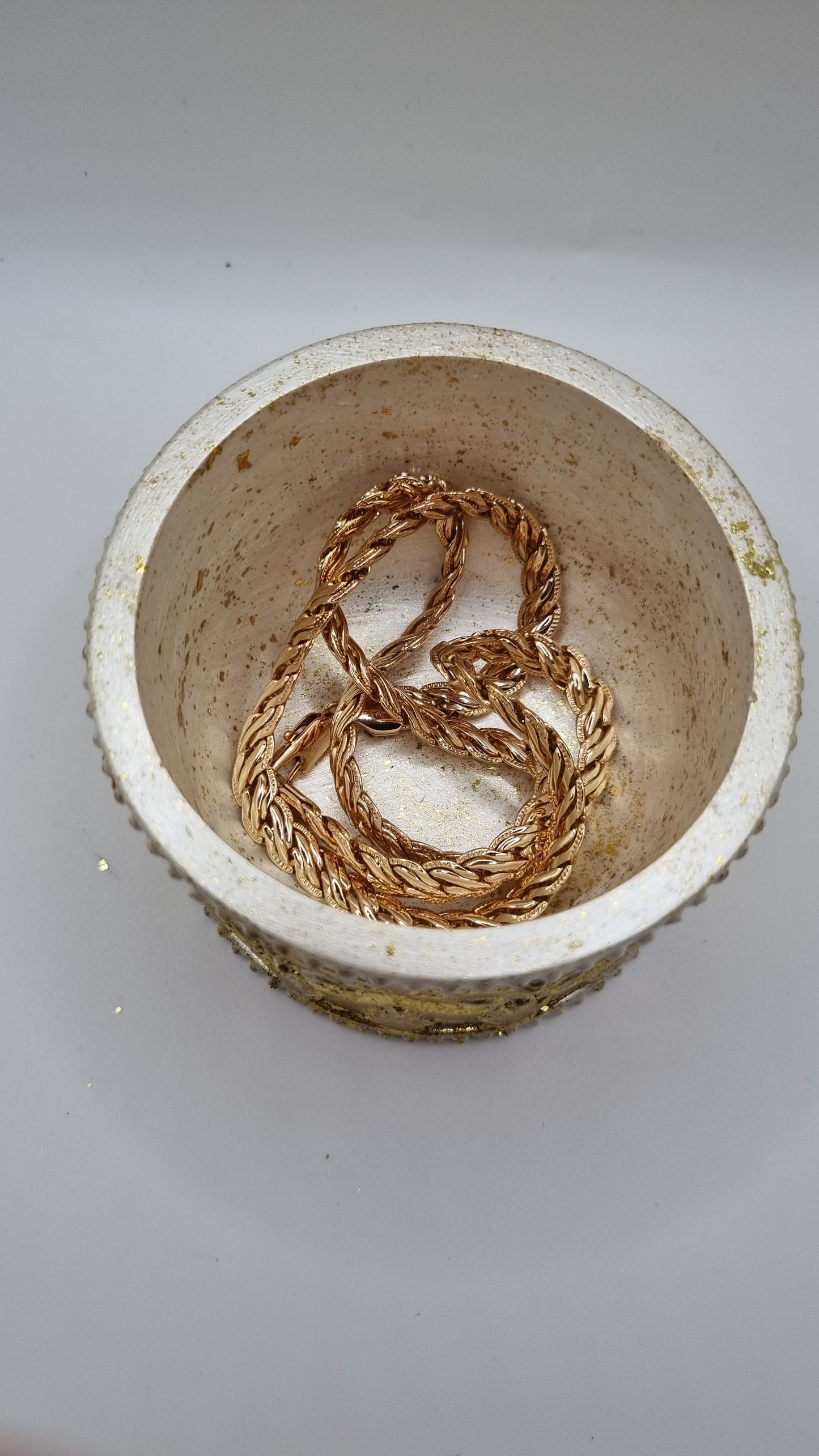 Beautiful jesmonite jars jewellery, candy handmade  white pearl metallics color and gold color